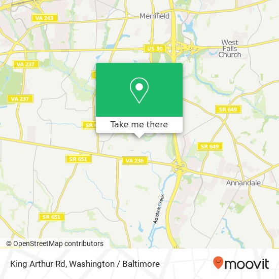 Mapa de King Arthur Rd, Annandale, VA 22003