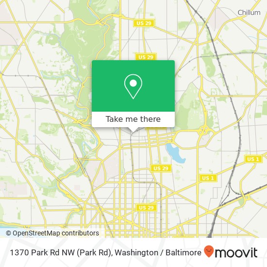 Mapa de 1370 Park Rd NW (Park Rd), Washington, DC 20010