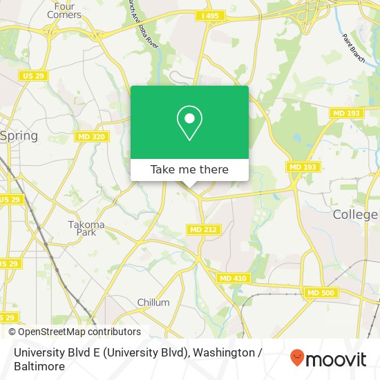 Mapa de University Blvd E (University Blvd), Hyattsville, MD 20783