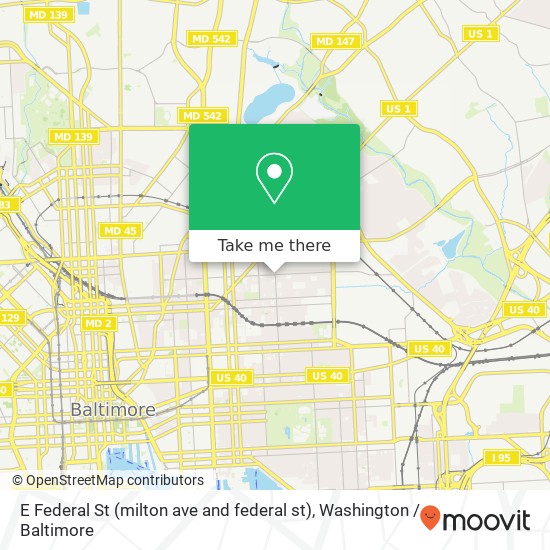 Mapa de E Federal St (milton ave and federal st), Baltimore, MD 21213