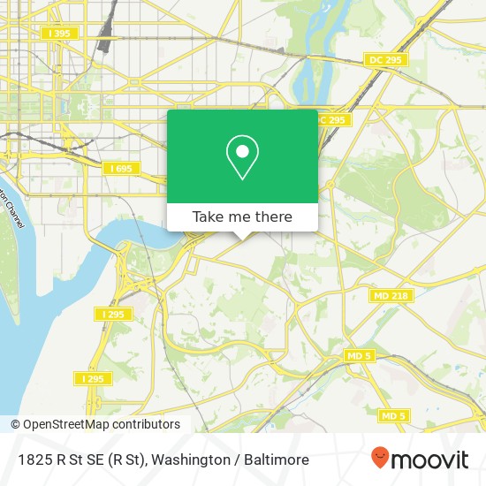 Mapa de 1825 R St SE (R St), Washington, DC 20020