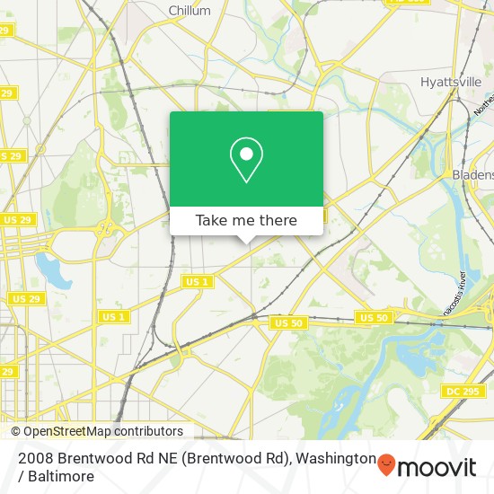 Mapa de 2008 Brentwood Rd NE (Brentwood Rd), Washington, DC 20018