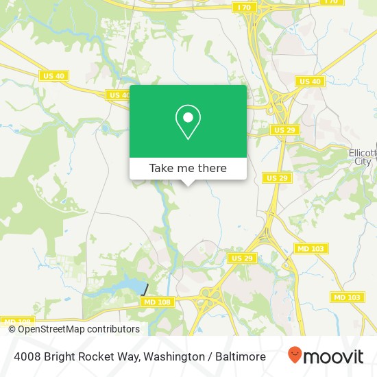 Mapa de 4008 Bright Rocket Way, Ellicott City, MD 21042