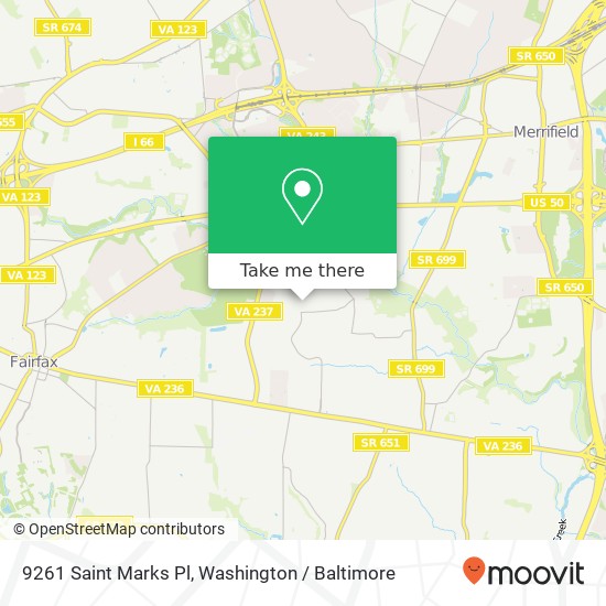 Mapa de 9261 Saint Marks Pl, Fairfax, VA 22031