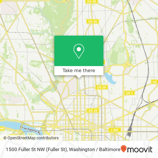 Mapa de 1500 Fuller St NW (Fuller St), Washington, DC 20009