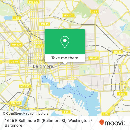 Mapa de 1626 E Baltimore St (Baltimore St), Baltimore, MD 21231