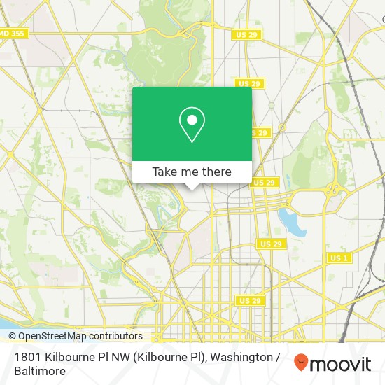 Mapa de 1801 Kilbourne Pl NW (Kilbourne Pl), Washington, DC 20010