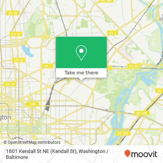 Mapa de 1801 Kendall St NE (Kendall St), Washington, DC 20002