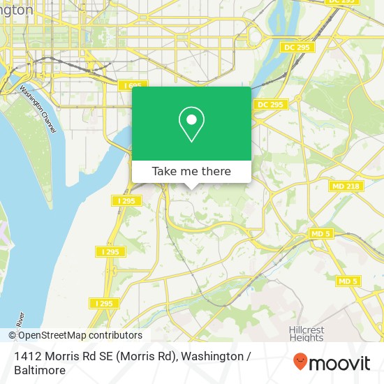 Mapa de 1412 Morris Rd SE (Morris Rd), Washington, DC 20020