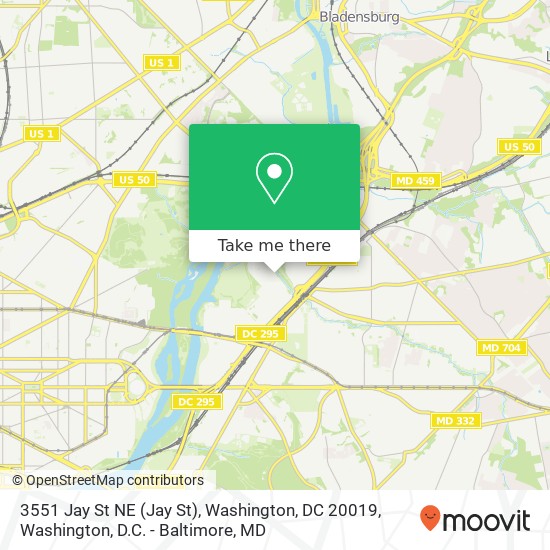 Mapa de 3551 Jay St NE (Jay St), Washington, DC 20019