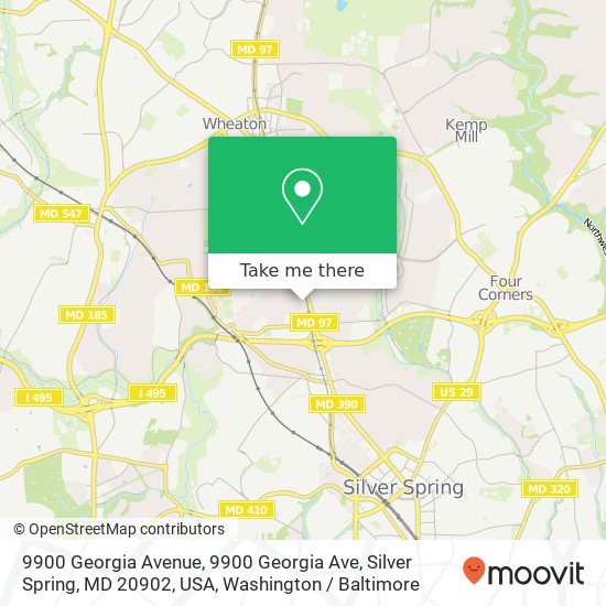 Mapa de 9900 Georgia Avenue, 9900 Georgia Ave, Silver Spring, MD 20902, USA