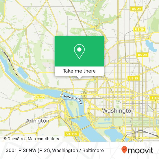 Mapa de 3001 P St NW (P St), Washington, DC 20007