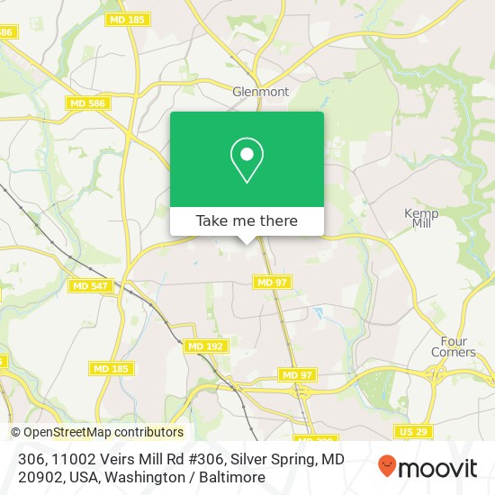 Mapa de 306, 11002 Veirs Mill Rd #306, Silver Spring, MD 20902, USA