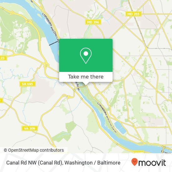 Mapa de Canal Rd NW (Canal Rd), Washington, DC 20016