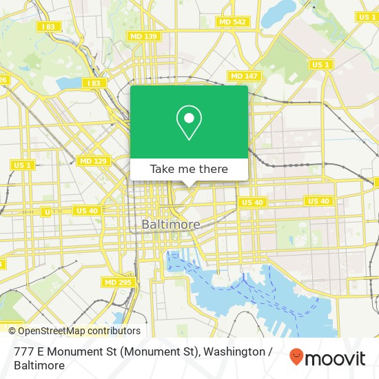 Mapa de 777 E Monument St (Monument St), Baltimore, MD 21202