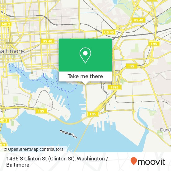 Mapa de 1436 S Clinton St (Clinton St), Baltimore, MD 21224