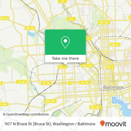 Mapa de 907 N Bruce St (Bruce St), Baltimore, MD 21217