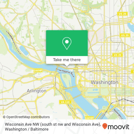 Wisconsin Ave NW (south st nw and Wisconsin Ave), Washington (Washington DC), DC 20007 map