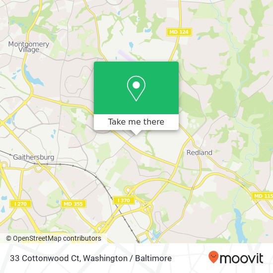 Mapa de 33 Cottonwood Ct, Gaithersburg, MD 20877