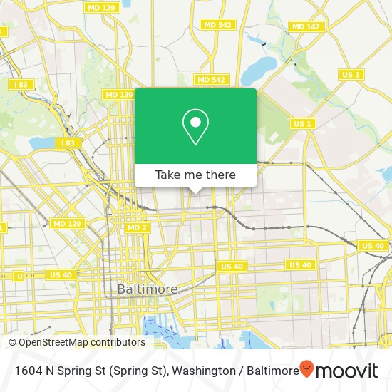 Mapa de 1604 N Spring St (Spring St), Baltimore, MD 21213