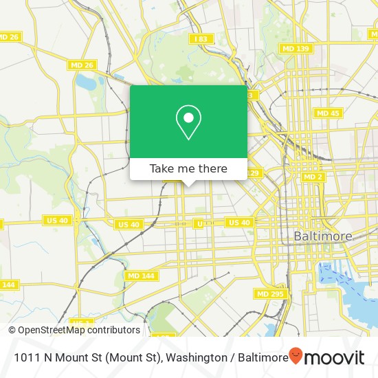 Mapa de 1011 N Mount St (Mount St), Baltimore, MD 21217