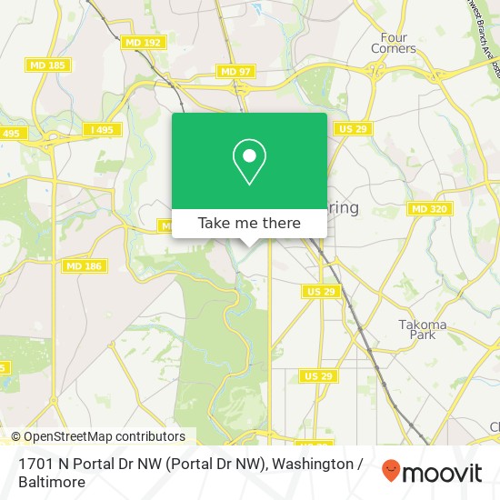 Mapa de 1701 N Portal Dr NW (Portal Dr NW), Washington, DC 20012