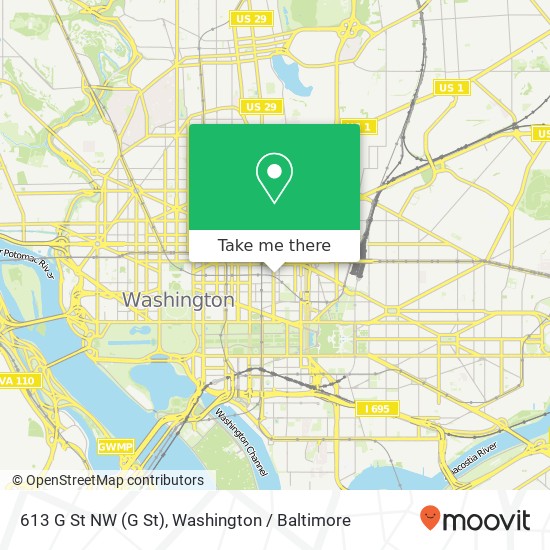 Mapa de 613 G St NW (G St), Washington, DC 20001