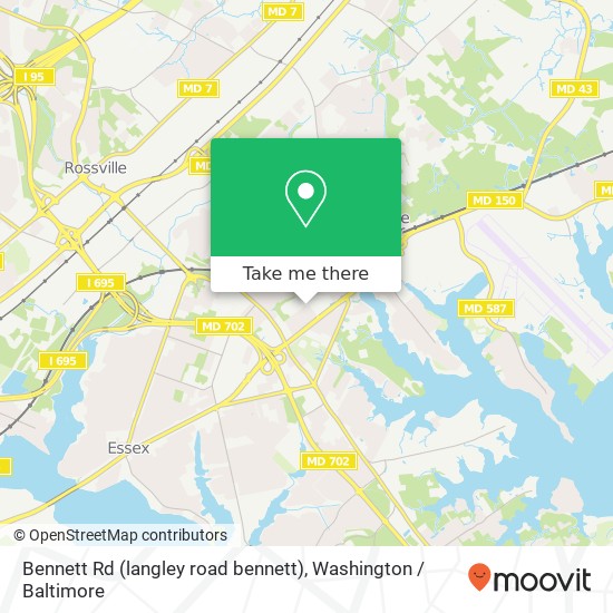 Mapa de Bennett Rd (langley road bennett), Essex (BALTIMORE), MD 21221