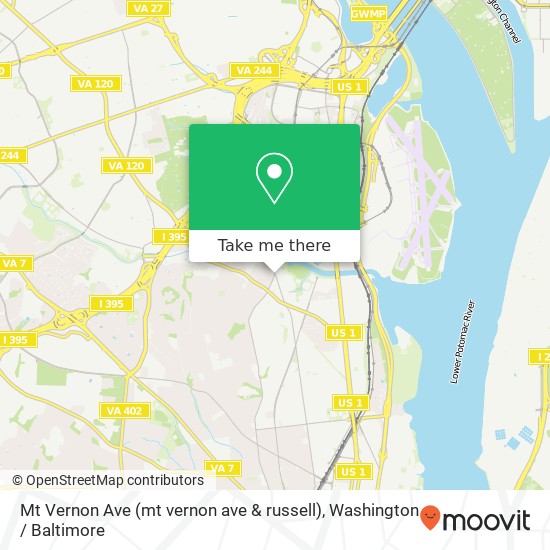 Mapa de Mt Vernon Ave (mt vernon ave & russell), Alexandria, VA 22305