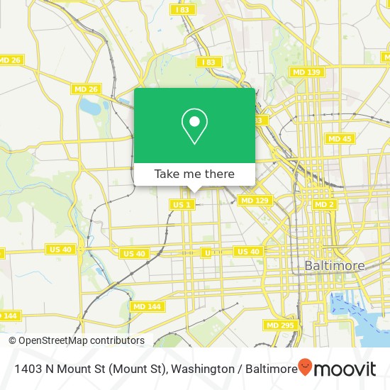 Mapa de 1403 N Mount St (Mount St), Baltimore, MD 21217
