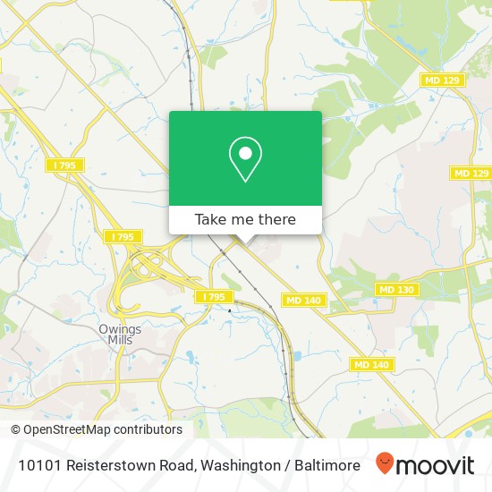 Mapa de 10101 Reisterstown Road, 10101 Reisterstown Rd, Owings Mills, MD 21117, USA