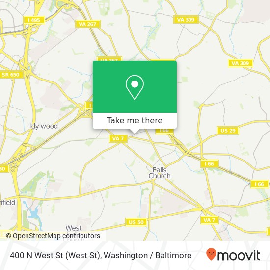 400 N West St (West St), Falls Church (FALLS CHURCH), VA 22046 map