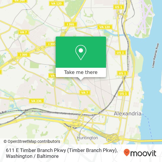 Mapa de 611 E Timber Branch Pkwy (Timber Branch Pkwy), Alexandria, VA 22302