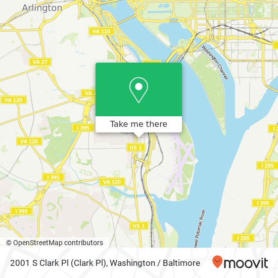Mapa de 2001 S Clark Pl (Clark Pl), Arlington, VA 22202