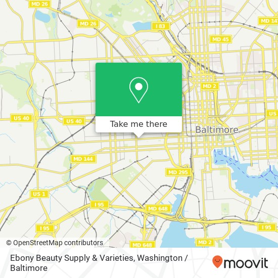 Mapa de Ebony Beauty Supply & Varieties, 1212 W Baltimore St