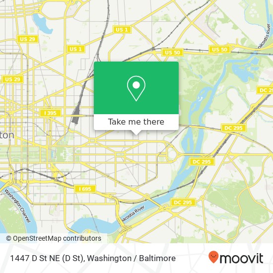 Mapa de 1447 D St NE (D St), Washington, DC 20002