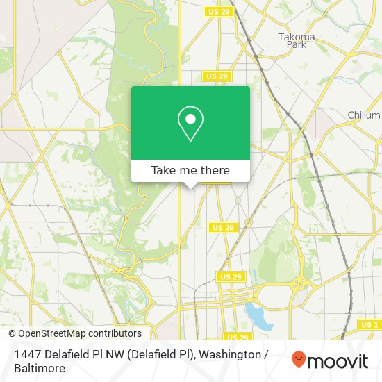 Mapa de 1447 Delafield Pl NW (Delafield Pl), Washington, DC 20011