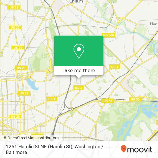 Mapa de 1251 Hamlin St NE (Hamlin St), Washington, DC 20017