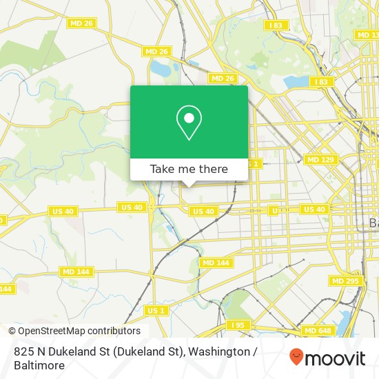 Mapa de 825 N Dukeland St (Dukeland St), Baltimore, MD 21216
