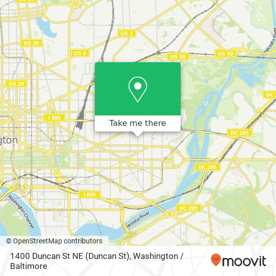 Mapa de 1400 Duncan St NE (Duncan St), Washington, DC 20002