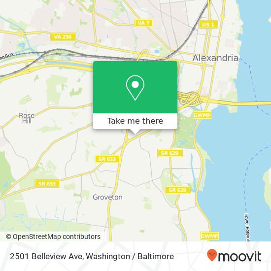 Mapa de 2501 Belleview Ave, Alexandria, VA 22303