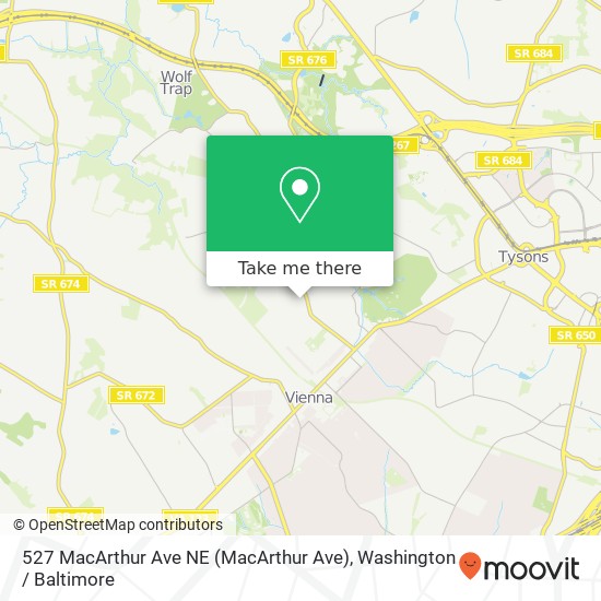 Mapa de 527 MacArthur Ave NE (MacArthur Ave), Vienna, VA 22180