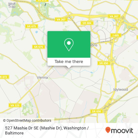 Mapa de 527 Mashie Dr SE (Mashie Dr), Vienna, VA 22180