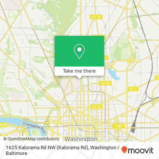 Mapa de 1625 Kalorama Rd NW (Kalorama Rd), Washington, DC 20009