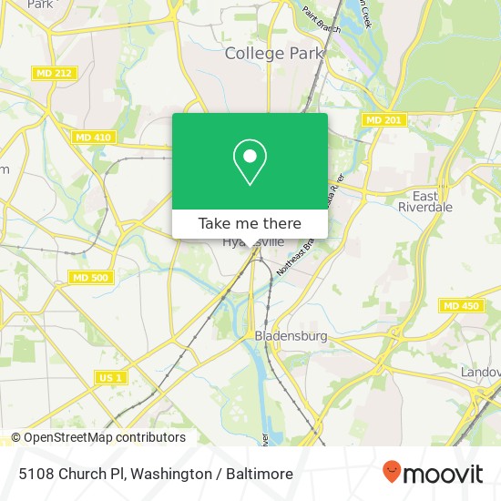 Mapa de 5108 Church Pl, Hyattsville, MD 20781