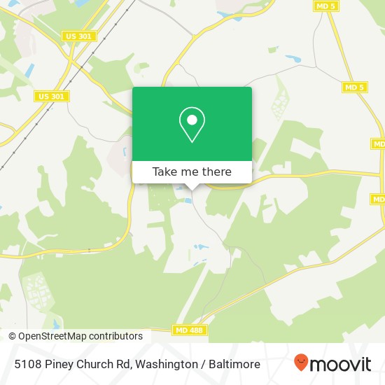 Mapa de 5108 Piney Church Rd, Waldorf, MD 20602