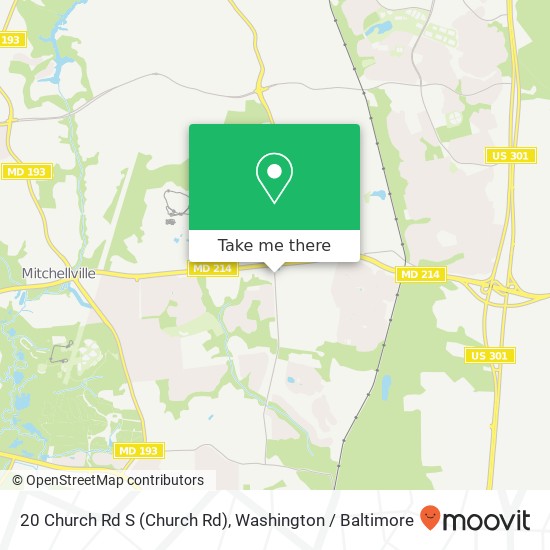 Mapa de 20 Church Rd S (Church Rd), Bowie, MD 20721