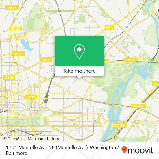 Mapa de 1701 Montello Ave NE (Montello Ave), Washington, DC 20002