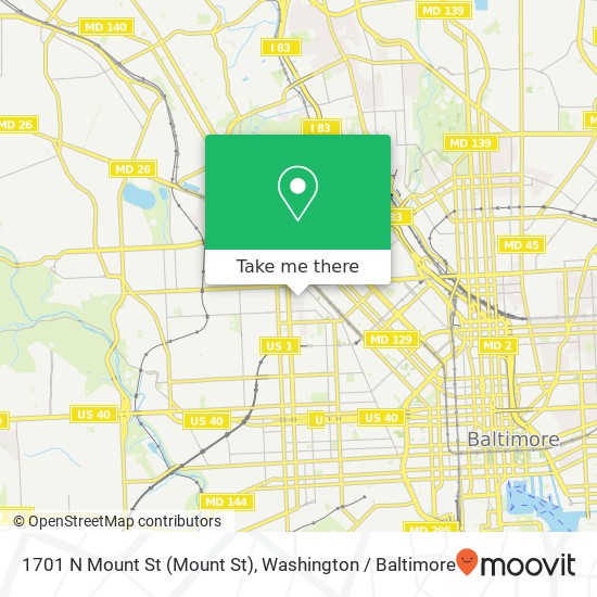 Mapa de 1701 N Mount St (Mount St), Baltimore, MD 21217