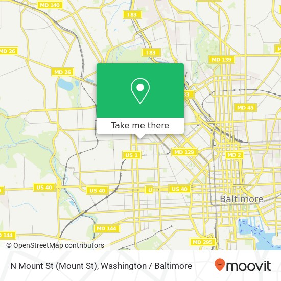 Mapa de N Mount St (Mount St), Baltimore, MD 21217